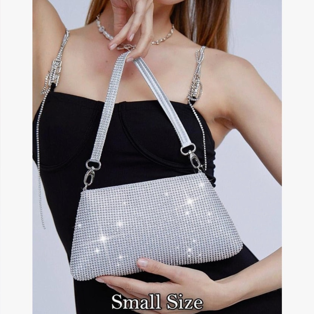 Silver Rhinestone Clutch Purse - Picture 2 of 10